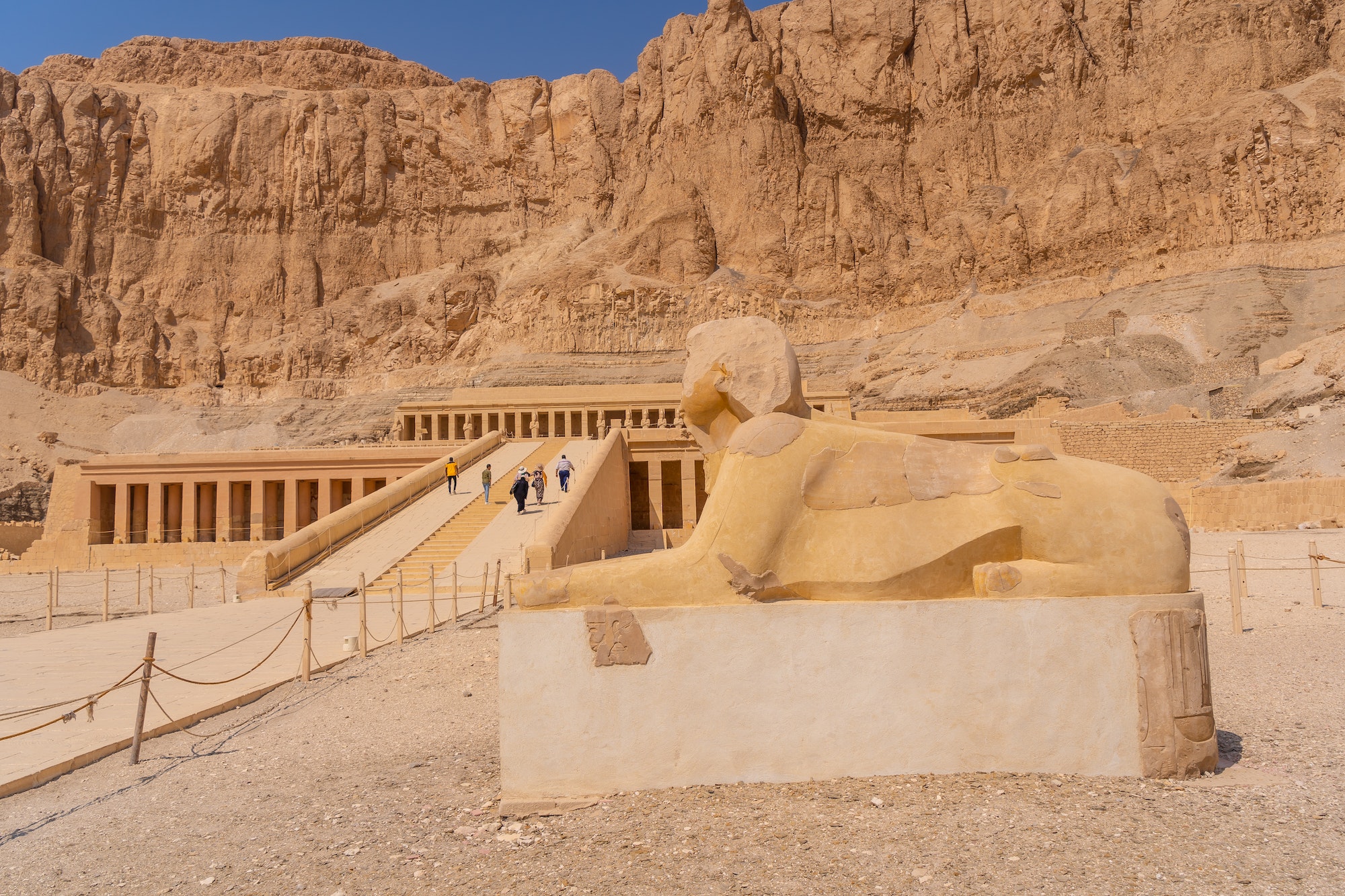 Sculpture at the Mortuary Temple of Hatshepsut in Luxor, Egypt