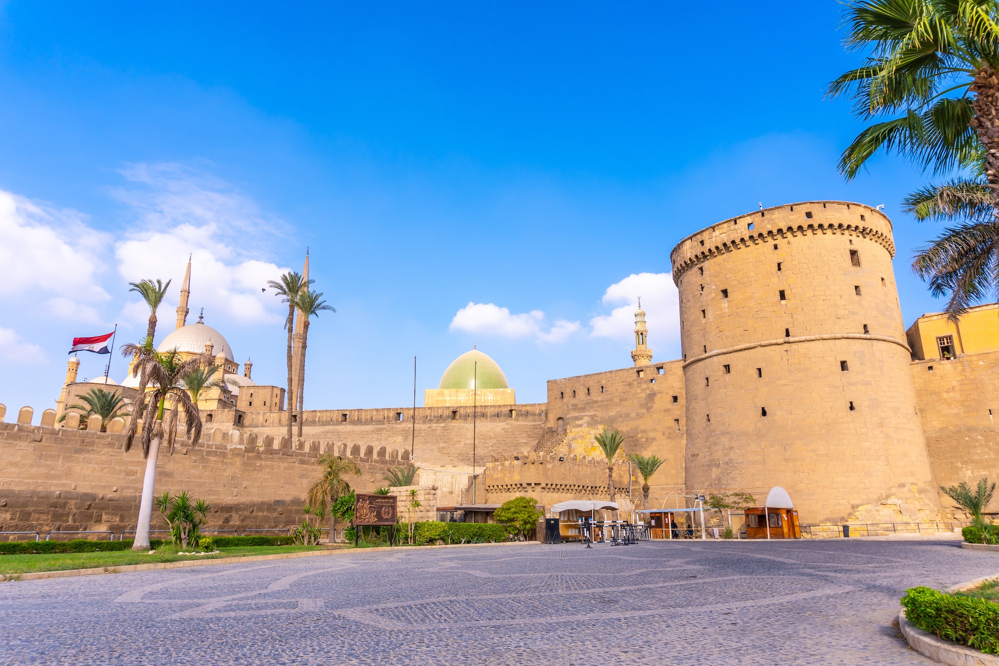 Fortress and walls of the Alabaster Mosque in the city of Cairo