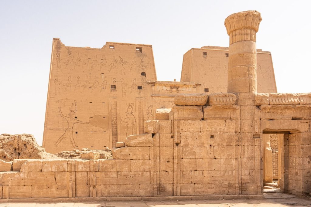 The great pylon and outer walls of the Temple of Horus at Edfu